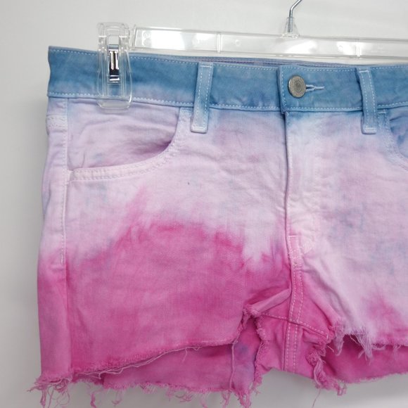 Upcycled AEO Womens Tie Dye Raw Hem Shorts - 12 - Picture 4 of 11